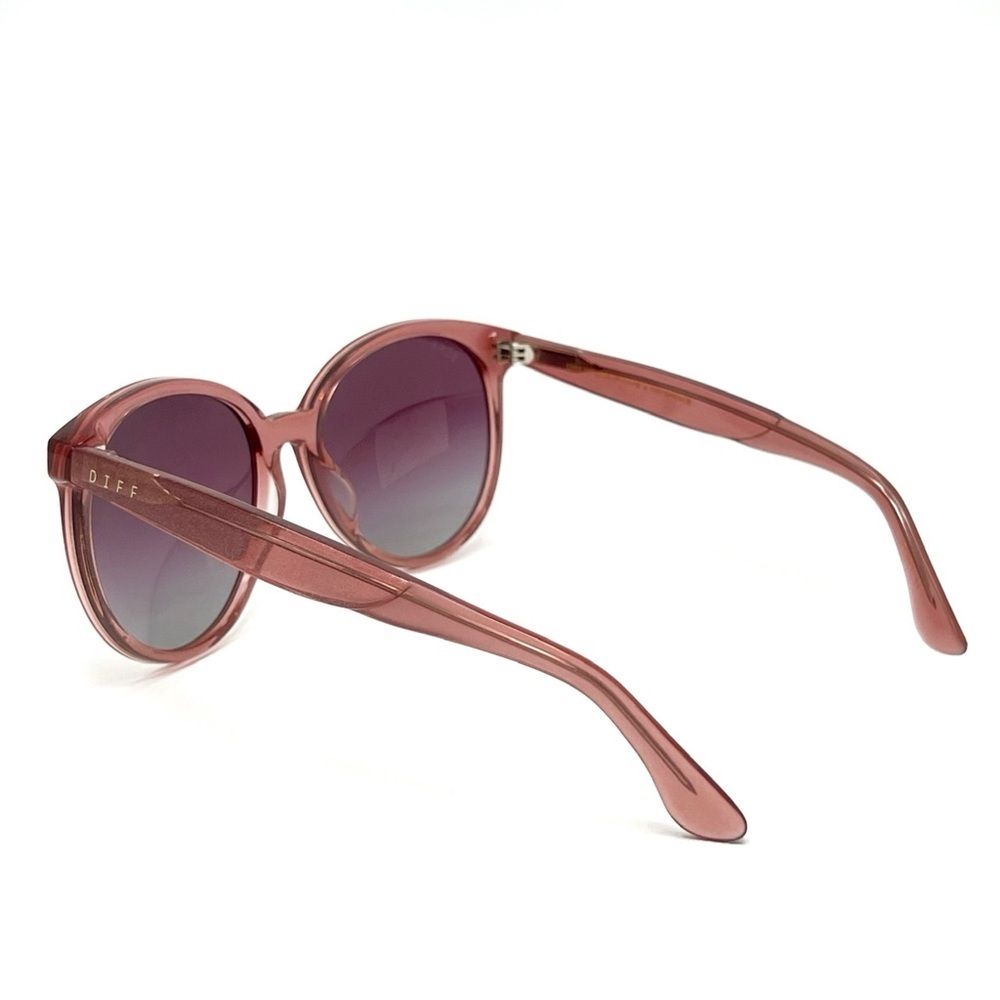 Diff Cosmo Polarized Sunglasses Full Rim Round Frames Pink Sparkle UVA/UVB TB40B - Picture 3 of 9